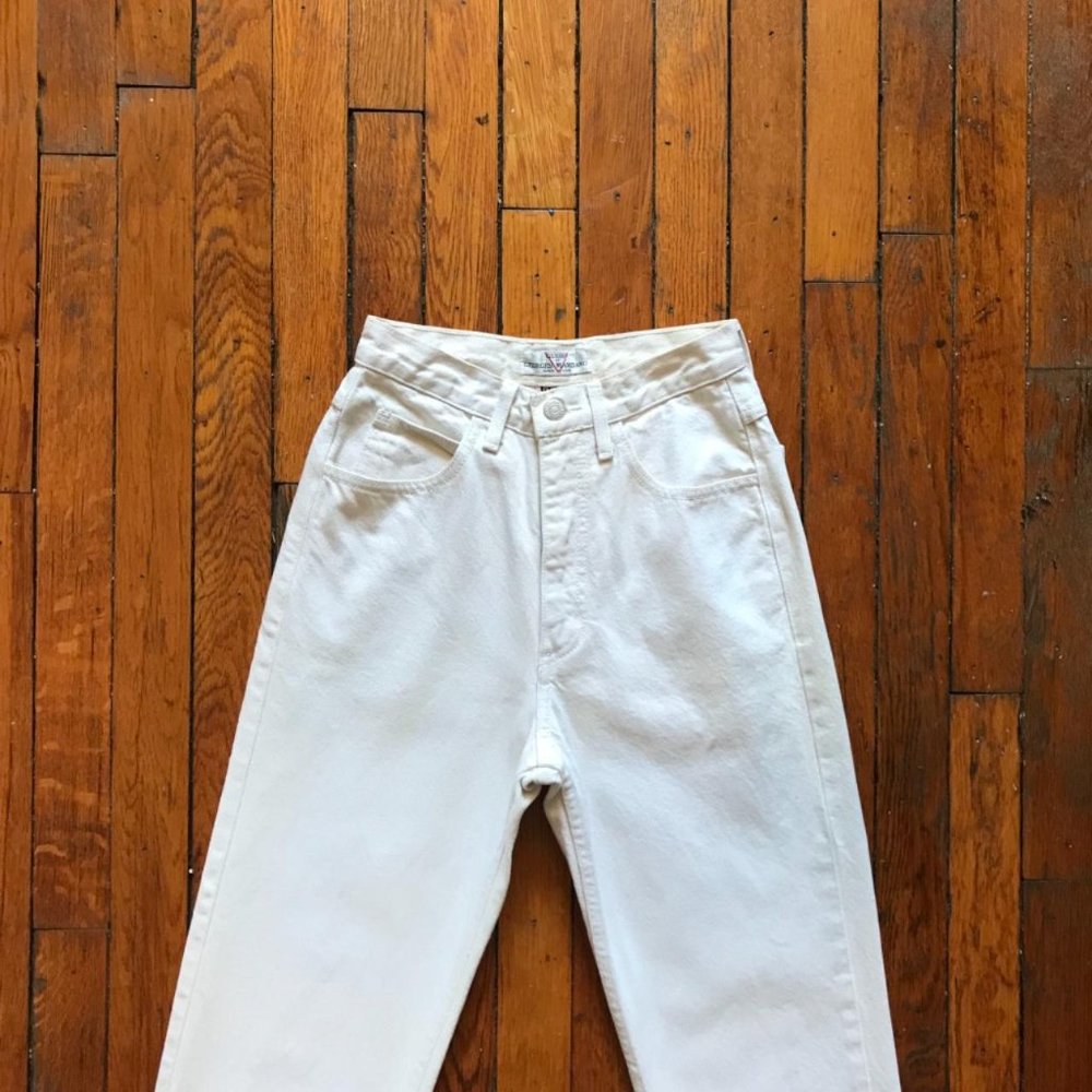 Vintage 80s Guess by Georges Marciano Women White Bleached High Waist Denim Jean - Picture 2 of 4